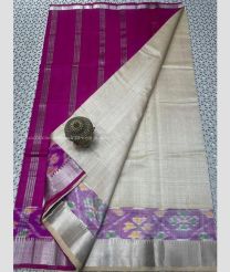 Cream and Magenta color mangalagiri pattu sarees with all over checks design -MAGP0026940