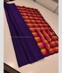 Purple and Yellow color soft silk kanchipuram sarees with plain with hand woven unique pattern design -KASS0000589