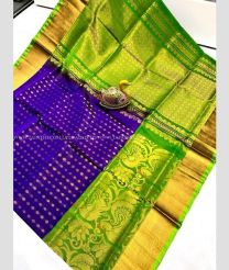 Purple and Parrot Green color uppada pattu sarees with anchulatha border design -UPDP0022098