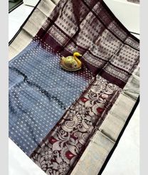 Grey and Dark Maroon color uppada pattu sarees with anchulatha border design -UPDP0022102