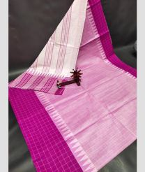 Magenta and Rose Pink color Uppada Cotton handloom saree with all over checks with temple and checks border design -UPAT0004736