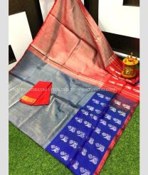Grey and Copper color Uppada Tissue handloom saree with plain with mla buties design -UPPI0001626