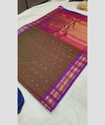 Dark Brown and Purple color gadwal sico handloom saree with all over buties design -GAWI0000753