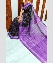 Black and Lavender color linen sarees with all over digital printed design -LINS0003744