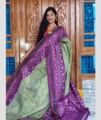 Fern Green and Plum Purple color pochampally ikkat pure silk handloom saree with pochampally ikkat design -PIKP0033239