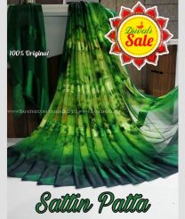 Green color Georgette sarees with plain with satin patta design -GEOS0020918