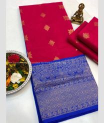 Pink and Blue color Chenderi silk handloom saree with all over buties saree design -CNDP0012033