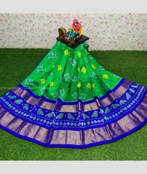 Green and Blue color Ikkat Lehengas with all over pochampally design -IKPL0000724