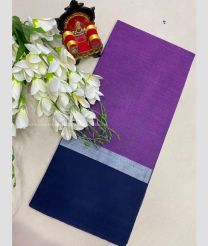 Purple and Navy Blue color Uppada Cotton handloom saree with all over plain and checks design -UPAT0004719