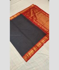 Black and Red color gadwal pattu handloom saree with all over small checks with jari border design -GDWP0001359