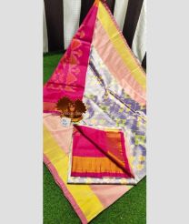 Pink and Lavender color Uppada Soft Silk handloom saree with all over pochampally design saree -UPSF0001796