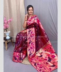 Maroon and Pink color paithani sarees with brocket design with minakari broder -PTNS0005070