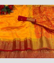 Mango Yellow and Red color silk sarees with all over butties saree design -SILK0001148