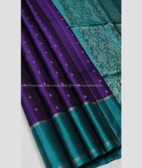 Purple and Blue Turquoise color soft silk kanchipuram sarees with all over buttas design -KASS0001035
