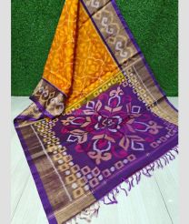 Orange and Purple color Ikkat sico handloom saree with ikkat design -IKSS0000390