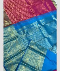 Magenta and Blue color kanchi pattu sarees with all over jari design -KANP0013808