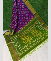 Purple and Green color Ikkat sico handloom saree with all over ikkat design -IKSS0000375