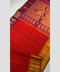 Red and Magenta color gadwal sico handloom saree with all over buties with kanchi border design -GAWI0000627