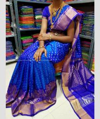 Navy Blue and Purple color uppada pattu handloom saree with all over buties with anchulatha border design -UPDP0021159