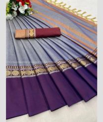 Sky Blue and Purple color silk sarees with all over plain with contrast border design -SILK0013566