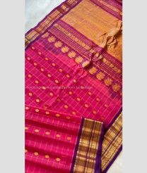 Red and Black color gadwal sico handloom saree with temple  border saree design -GAWI0000404