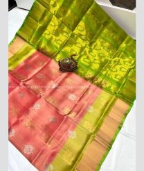 Copper Red and Lite Green color uppada pattu sarees with all over buttas design -UPDP0022029