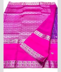 Purple and Pink color venkatagiri pattu handloom saree with all over checks and buties design -VAGP0000856