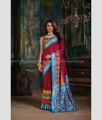 Deep Pink and Sky Blue color silk sarees with heavy zari banarasi foil border design -SILK0002763