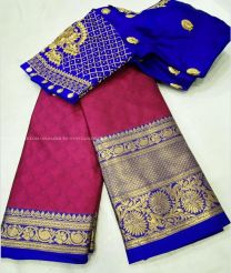 Deep Pink and Blue color silk sarees with digital printed sarees design -SILK0002176