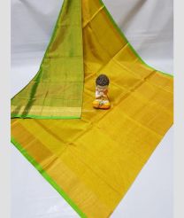 Parrot Green and Mustard Yellow color Uppada Tissue handloom saree with plain saree design -UPPI0000424