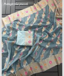 Grey and Cream color Organza sarees with minakari and heavy jacqurd palla design -ORGS0001887