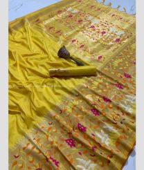 Mehndi Green and Red color paithani pure silk handloom saree with zari border saree design -PTNP0000086