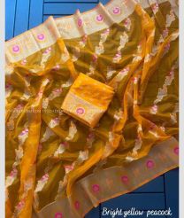 Mustard Yellow and Pink color Organza sarees with minakari and heavy jacqurd palla design -ORGS0001888
