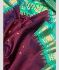 Magenta and Turquoise color gadwal pattu handloom saree with all over buties with temple kuthu interlock border design -GDWP0001605