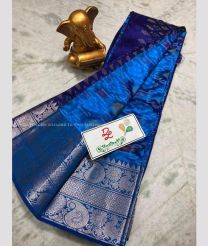 Navy Blue and Blue color mangalagiri pattu sarees with all over pochampally design -MAGP0026667