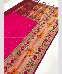Pink and Pale Silver color paithani sarees with all over buties with anchulatha border design -PTNS0005193