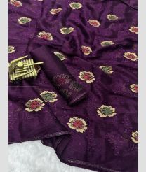 Plum Purple color Chiffon sarees with all over flower buties design -CHIF0002003