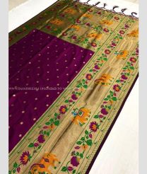 Magenta and Black color paithani sarees with all over buties with anchulatha border design -PTNS0005196