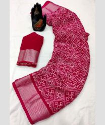 Deep Pink color Chiffon sarees with silver jari border design -CHIF0001399