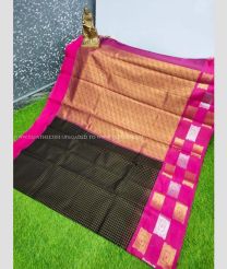Black and Pink color Chenderi silk handloom saree with all different design -CNDP0014777