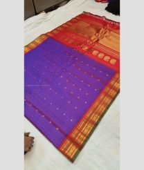 Purple and Red color gadwal sico handloom saree with all over buties and checks design -GAWI0000452