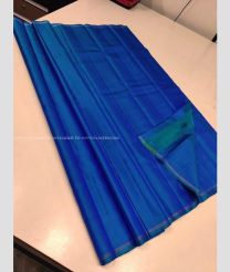 Navy Blue and Teal color soft silk kanchipuram sarees with plain design -KASS0000954