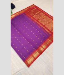 Magenta and Red color gadwal cotton handloom saree with all over jari buties with jari border design -GAWT0000222