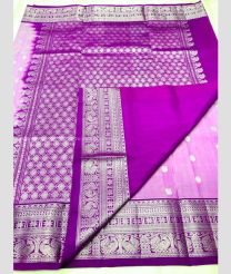 Lavender and Magenta color venkatagiri pattu handloom saree with all over silver buties design -VAGP0000667