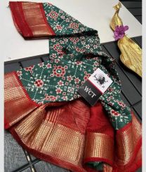 Pine Green and Maroon color Organza sarees with printed design -ORGS0001836