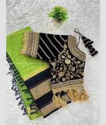 Parrot Green and Black color Organza sarees with jari with designer sequence -ORGS0003330