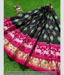 Black and Pink color Ikkat Lehengas with all over ikkat design -IKPL0025084