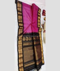 Rani Pink and Black color gadwal sico handloom saree with temple  border saree design -GAWI0000274