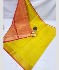 Brown and Acid Green color Uppada Tissue handloom saree with plain saree design -UPPI0000409