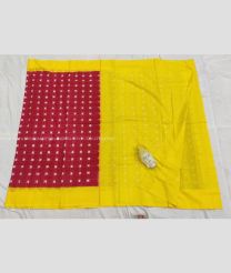 Red and Yellow color pochampally ikkat pure silk handloom saree with all over pochampally design saree -PIKP0004137